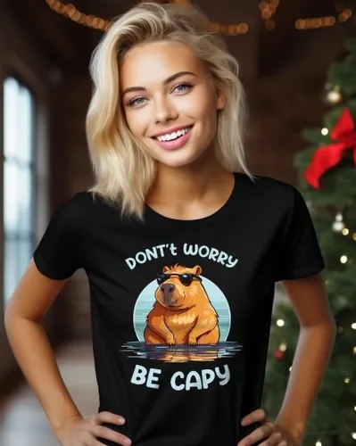 KOSZULKA DAMSKA DON'T WORRY BE CAPY CAPYBARA KAPIBARA KAPI BARA ZESTAW na Arena.pl