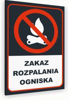 Tabliczka znak informacyjny 40x30 Antracyt ZAKAZ ROZPALANIA OGNIA Dibond