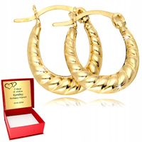 Złote Kolczyki 585 Kółka Skręcone Owale na prezent na święta