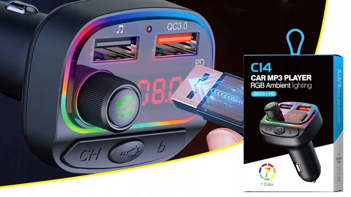 Transmiter bluetooth samochodowy FM USB szybka ładowarka samochodowa zdjęcie 8
