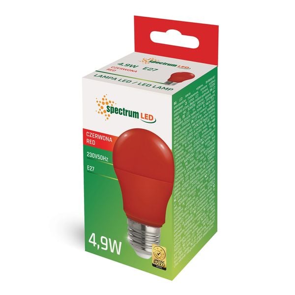 LED GLS E-27 230V 4.9W CZERWONY SPECTRUM zdjęcie 2