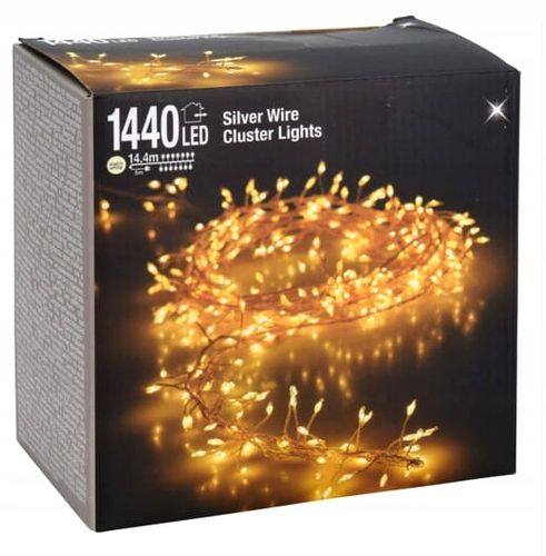 Świąteczne Lampki choinkowe na drucie 14,4 m-1440 led, gęste ciepły kolor na Arena.pl