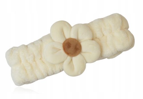 Opaska kosmetyczna do makijażu plusz kwiatek kremowy na Arena.pl