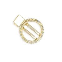 Złota spinka do włosów z perełkami i jetami 4,5 cm