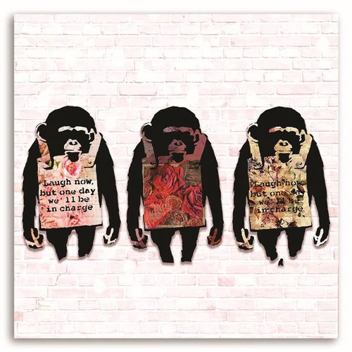 OBRAZ NA PŁÓTNIE Banksy Małpy Kolorowy 50x50 na Arena.pl