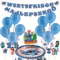 DUŻY ZESTAW URODZINOWY STICH BALONY TOPPERY GIRLANDA NA IMPREZE 47EL