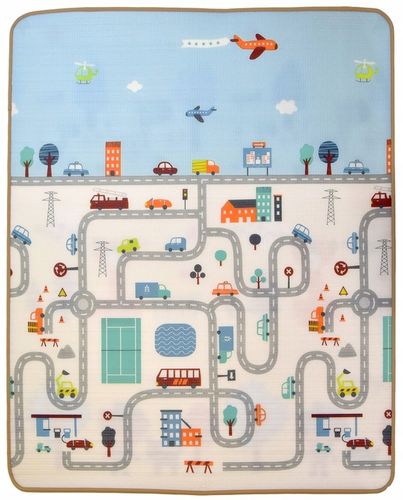 MATA EDUKACYJNA PIANKOWA ULICE ZWIERZĄTKA PASTEL 200X180 CM DUŻA DWUSTRONNA na Arena.pl