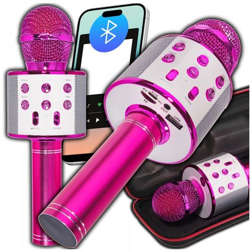 BEZPRZEWODOWY MIKROFON DLA DZIECI ZESTAW DO KARAOKE BLUETOOTH ETUI USB na Arena.pl