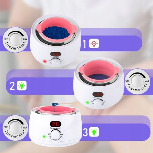 Zestaw do depilacji PODGRZEWACZ 5x wosk twardy LED wyświetlacz 500ml na Arena.pl