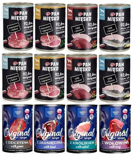 Pan Mięsko I Wafi zestaw 12 x 400g mokra Karma dla psa Mix Smaków na Arena.pl