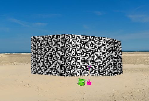 PARAWAN PLAŻOWY Czarno-białe koła z indywidualnym  napisem 4 PANELE 19.4 na Arena.pl