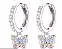 SREBRNE KOLCZYKI motylki kółka DLA DZIEWCZYNKI STAL CHIRURGICZNA 316L kolor