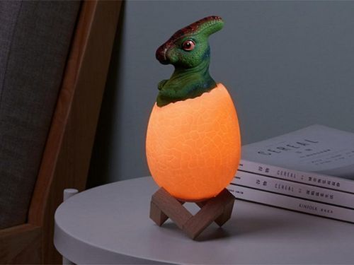 LAMPKA NOCNA DINOZAUR W JAJKU ŚWIECĄCY OŚWIETLENIE DZIECI ZABAWA LED na Arena.pl