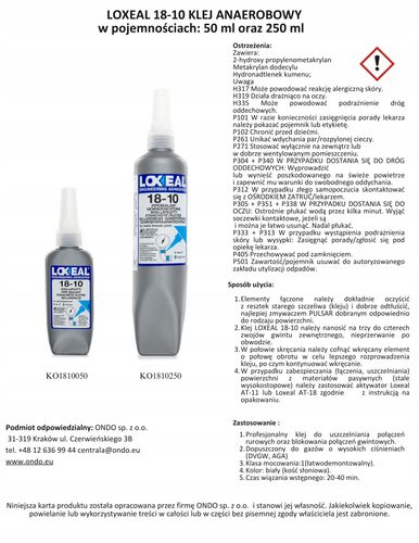 KLEJ DO GWINTÓW USZCZELNIACZ LOXEAL 18-10 ŁATWO DEMONTOWALNY 50 ml na Arena.pl