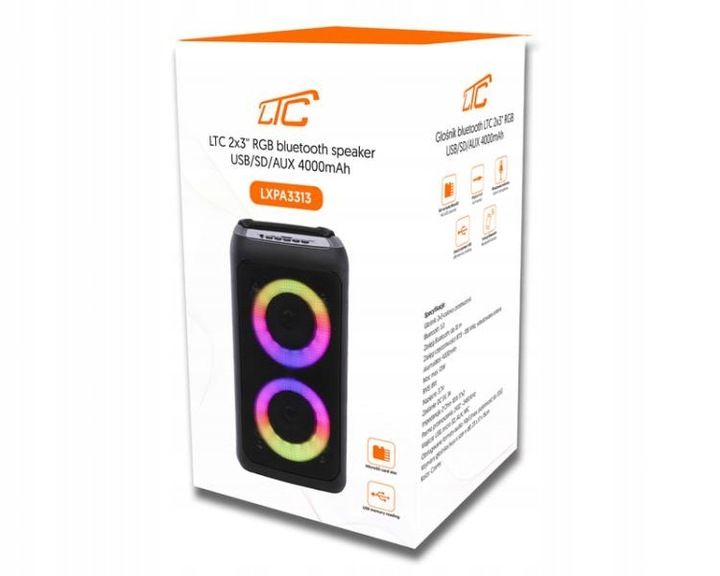 Głośnik bluetooth LTC 2x3" USB/SD/AUX 4000mAh LXPA3313 zdjęcie 3