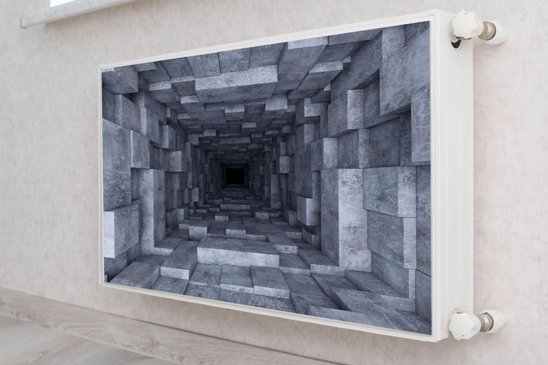 MAGNETYCZNA Osłona Grzejnika Betonowy Tunel Efekt 3D 120cm x 60cm zdjęcie 4