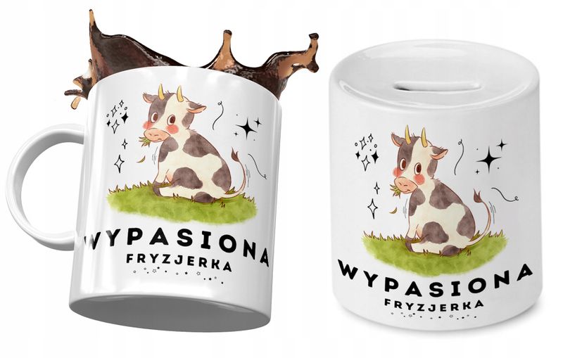 Dla Fryzjerki Zestaw Kubek + Skarbonka Prezent Z Nadrukiem Ze Zdjęciem zdjęcie 1