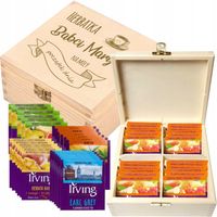 ZESTAW HERBAT PREZENT NA DZIEŃ BABCI DZIADKA HERBATA PUDEŁKO DREWNIANE EKO