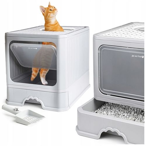 KUWETA DLA KOTA Z SZUFLADĄ ZAMKNIĘTA DUŻA KRYTA NA ŻWIREK TOALETA ŁOPATKA na Arena.pl