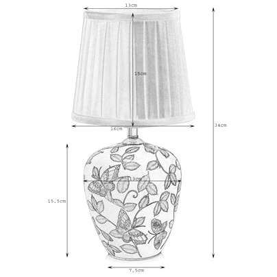 Ceramiczna LAMPA stołowa MANSION 107039 Markslojd abażurowa LAMPKA klasyczna wzorki retro motyle biały na Arena.pl