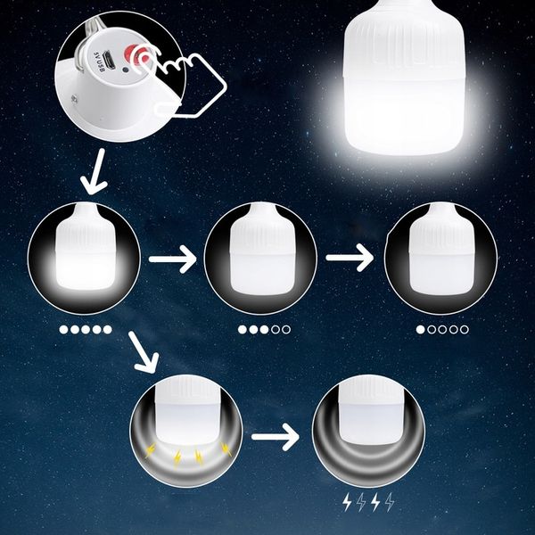 LAMPA KEMPINGOWA ŻARÓWKA LED LAMPKA DO NAMIOTU Z HACZYKIEM I AKUMULATOREM zdjęcie 5