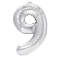 balon foliowy srebrny cyfra 9 100cm urodziny
