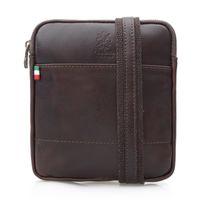 TORBA skórzana męska na ramię raportówka V379 ciemna brązowa