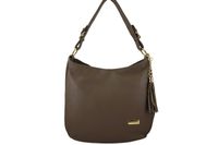 Duża i elegancka torebka skórzana - Beżowa ciemna