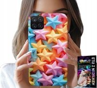 ETUI DO SAMSUNG GALAXY A22 5G - KOLOROWE GWIAZDKI GWIAZDA FUTERAŁ +FOLIA