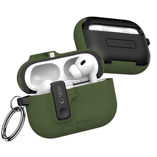 tech-protect slim hook apple airpods pro 3 olive green zdjęcie 3