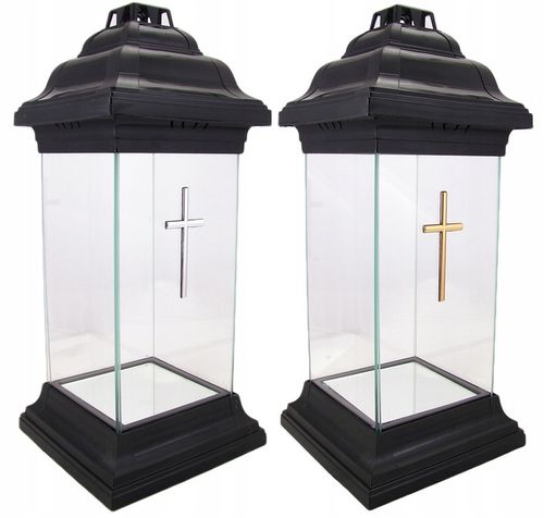 Duży znicz szklany kapliczka lampion z krzyżem na Arena.pl
