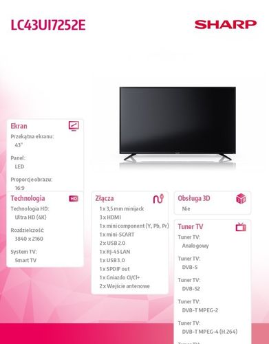 Sharp Telewizor LED 43 LC43UI7252E na Arena.pl
