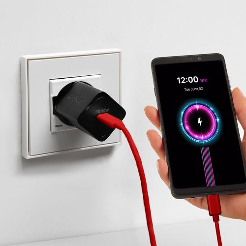 Kabel przewód w oplocie USB-C 60 W 1.5m - czerwony na Arena.pl