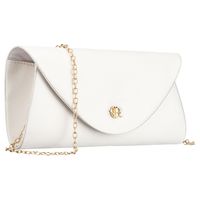 biała kopertówka damska wykonana z tkaniny syntetycznej zawieszona