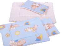 Pościel dla lalki - minky i bawełna pościele BOBO Niebieska w hipcie