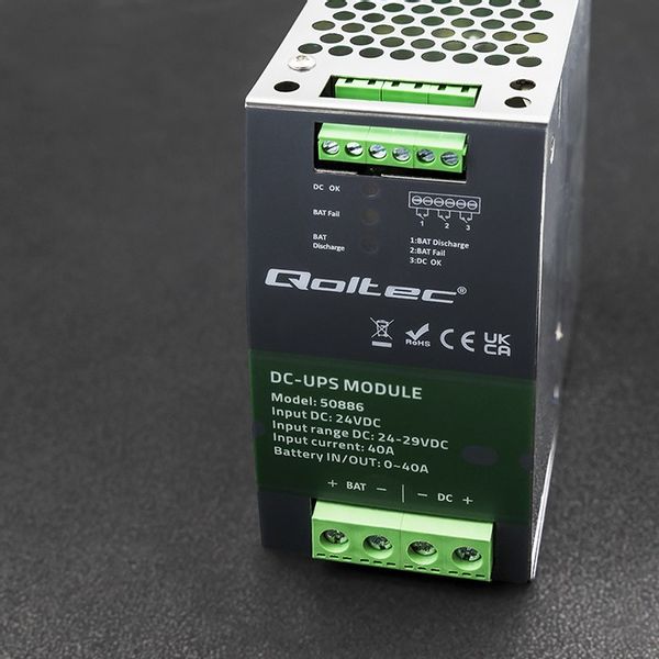 Qoltec Moduł UPS DC na szynę DIN 40A 24V zdjęcie 4