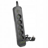 LISTWA ZASILAJĄCA 5 GNIAZD 2500W USB-C SCHUKO OCHRONA IP22