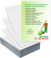 Ulotki A4 100 szt firmowe reklamowe KOSZENIE TRAWNIKÓW + PROJEKT GRATIS