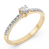 pierścionek z żółtego złota 585 z diamentem (brylantem) 0,41 ct lab