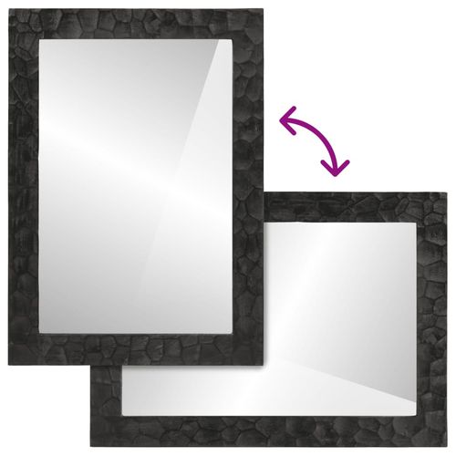 Lustro łazienkowe, czarne, 50x70x2,5 cm, drewno mango i szkło na Arena.pl