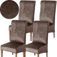 ZESTAW 4 SZT POKROWIEC NA KRZESŁO WELUR ORNAMENT