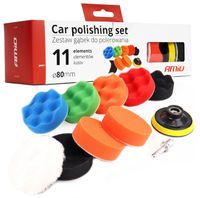 ZESTAW 11el POLERSKI GĄBKI FUTRO NA RZEP WIERTARKĘ+ADAPTER+DYSK 80mm LAKIER