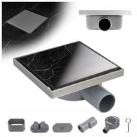 ODPŁYW LINIOWY KWADRATOWY 15x15 CM INOX OBROTOWY NISKI SYFON 360 DL07 FIX