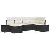 Zestaw Sof na Ogród 6 pcs Czarny 55 x 62 x 69 cm Polirattan