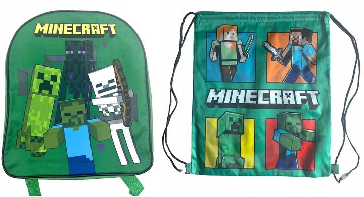 ZESTAW MINECRAFT PLECAK + WOREK STEVE ALEX CREEPER zdjęcie 1
