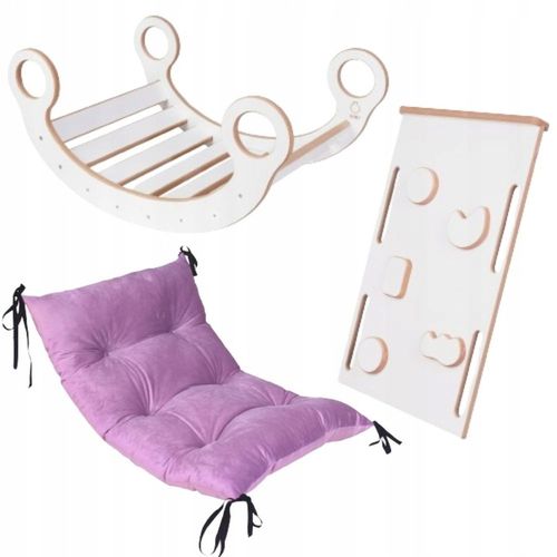 Zestaw Bujak Montessori + Ścianka + Zjeżdżalnia +Poduszka DREWNO CERTYFIKAT na Arena.pl