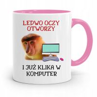Kubek Różowy Nosacz Janusz Ledwo Oczy Otworzy Z Nadrukiem Ze Zdjęciem