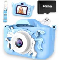 APARAT CYFROWY DLA DZIECI FOTOGRAFICZNY NIEBIESKI JEDNOROŻEC + KARTA 32GB