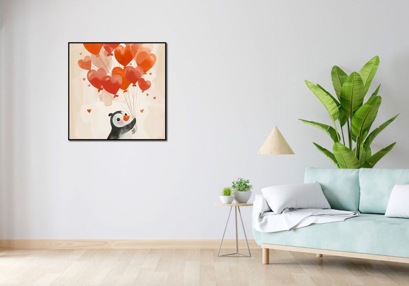 Plakat 80x80cm Pingwinek z Balonami zdjęcie 4
