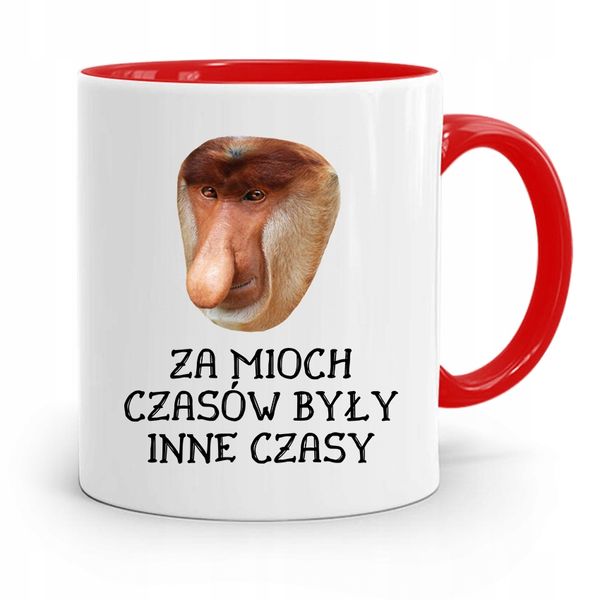 Kubek Czerwony Nosacz Janusz Za Moich Czasów Były Z Nadrukiem Ze Zdjęciem zdjęcie 1